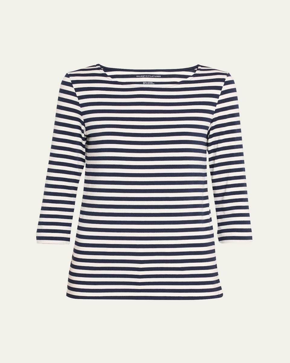 Soft Touch Boatneck Striped Jersey T-Shirt